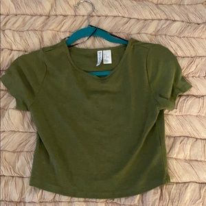 H&M olive green crop top